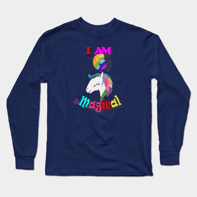 unicorn 6th birthday: I am 6 and magical Long Sleeve T-Shirt by bratshirt